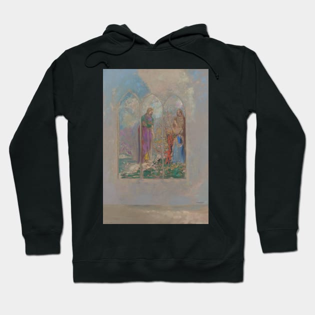 Devotion Near a Red Bush by Odilon Redon Hoodie by Classic Art Stall